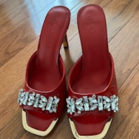 Red karl lagerfield open toe heels size 8 - Picture 2 of 2